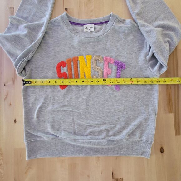 Womans 'SUNSET' Sweatshirt Gray SZ S Embellished Pullover - Picture 4 of 10